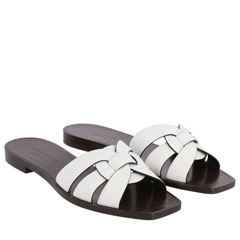 ysl white sandal|YSL flat sandals women.